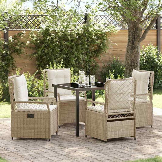 Garten Essgruppe 5 pcs Beige Poly-Rattan