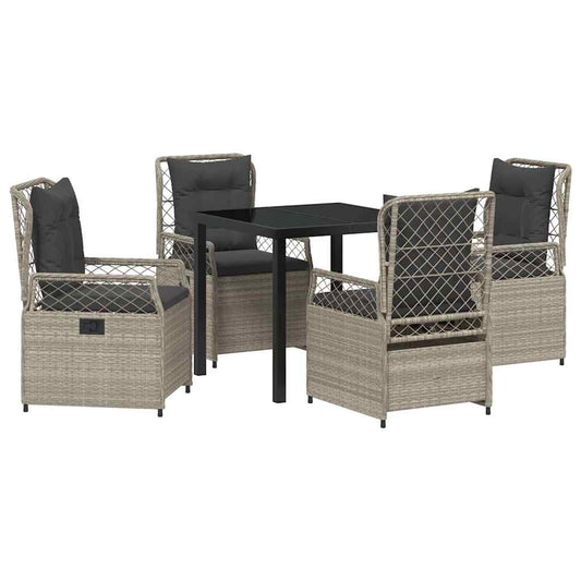 Garten Essgruppe 5 pcs Hellgrau Poly-Rattan