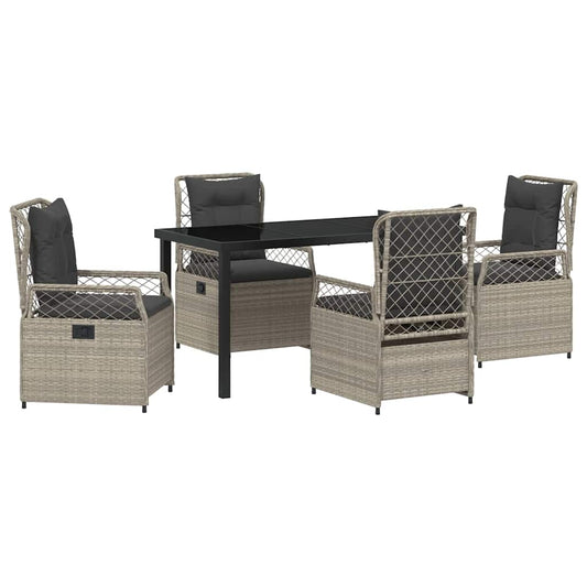 Garten Essgruppe 5 pcs Hellgrau Poly-Rattan