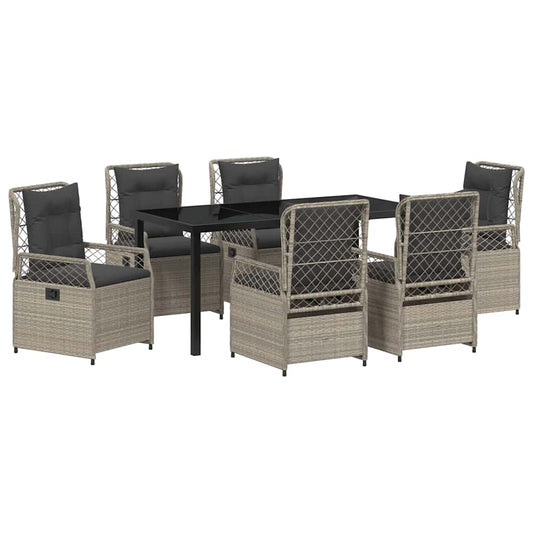 Garten Essgruppe 7 pcs Hellgrau Poly-Rattan