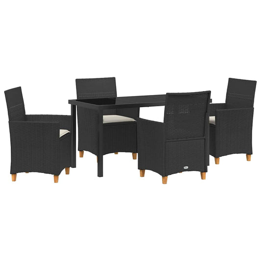 Garten Essgruppe 5 pcs Schwarz Poly-Rattan