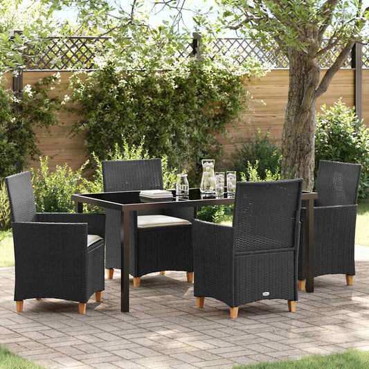 Garten Essgruppe 5 pcs Schwarz Poly-Rattan