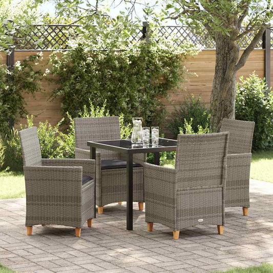 Garten Essgruppe 5 pcs Grau Poly-Rattan