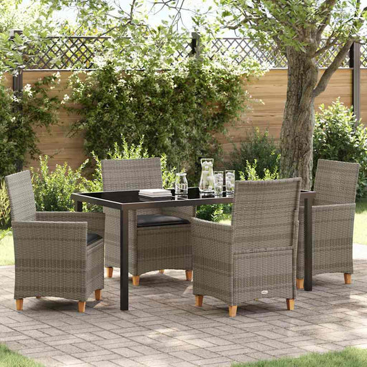 Garten Essgruppe 5 pcs Grau Poly-Rattan