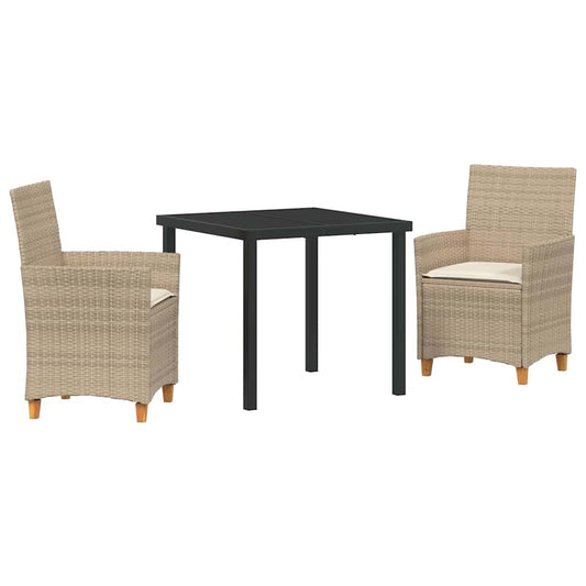Garten Essgruppe 3 pcs Beige Poly-Rattan