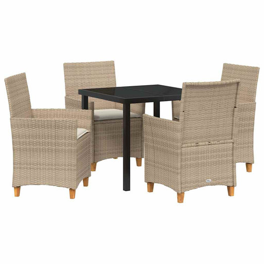 Garten Essgruppe 5 pcs Beige Poly-Rattan