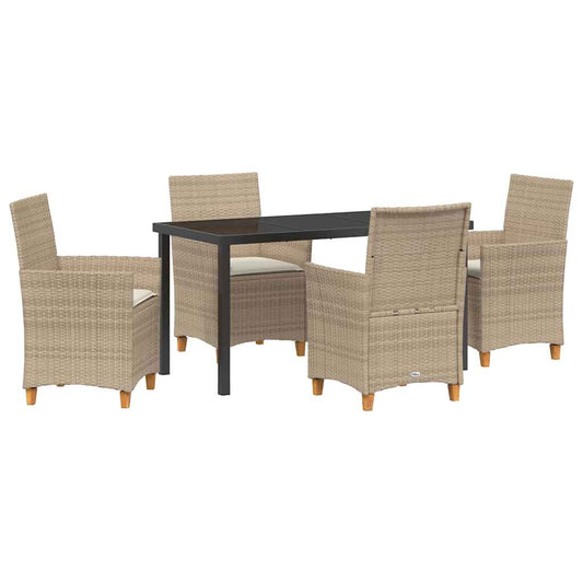 Garten Essgruppe 5 pcs Beige Poly-Rattan