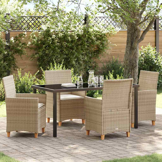 Garten Essgruppe 5 pcs Beige Poly-Rattan
