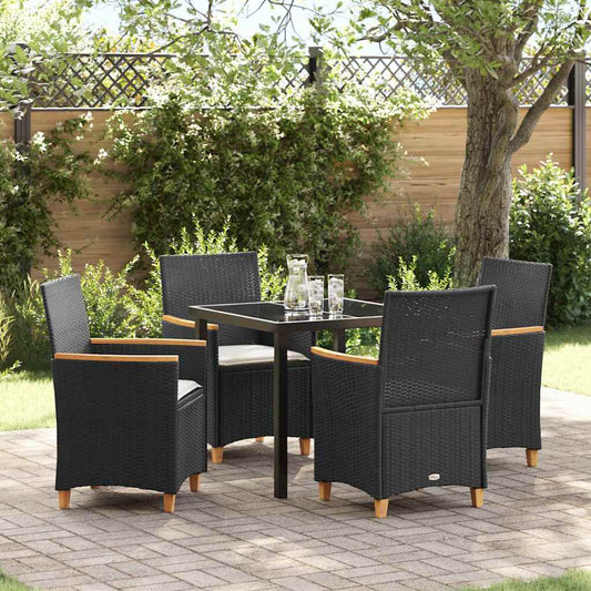 Garten Essgruppe 5 pcs Schwarz Poly-Rattan