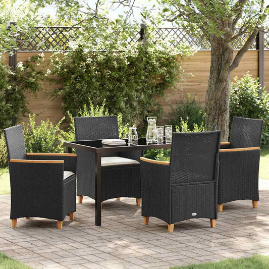 Garten Essgruppe 5 pcs Schwarz Poly-Rattan