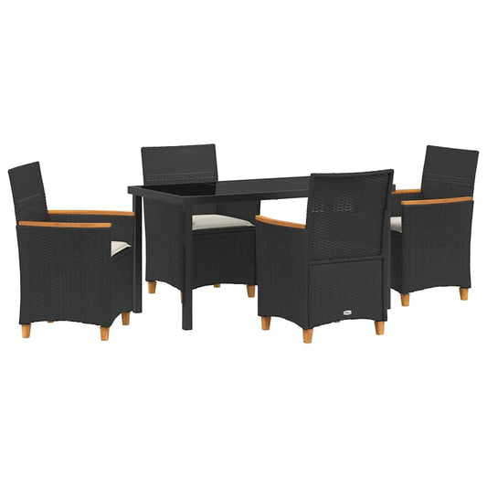 Garten Essgruppe 5 pcs Schwarz Poly-Rattan