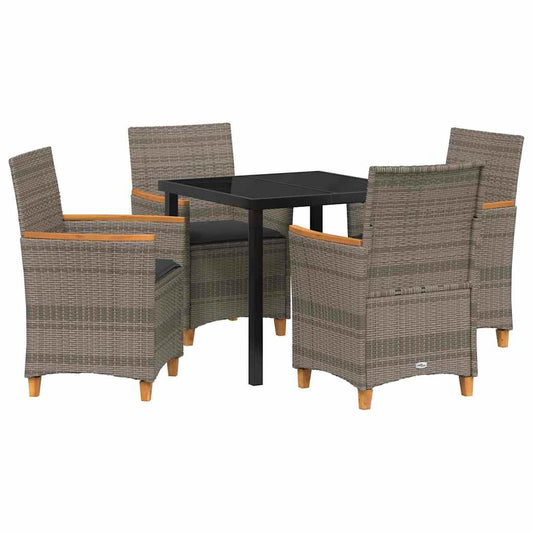 Garten Essgruppe 5 pcs Grau Poly-Rattan