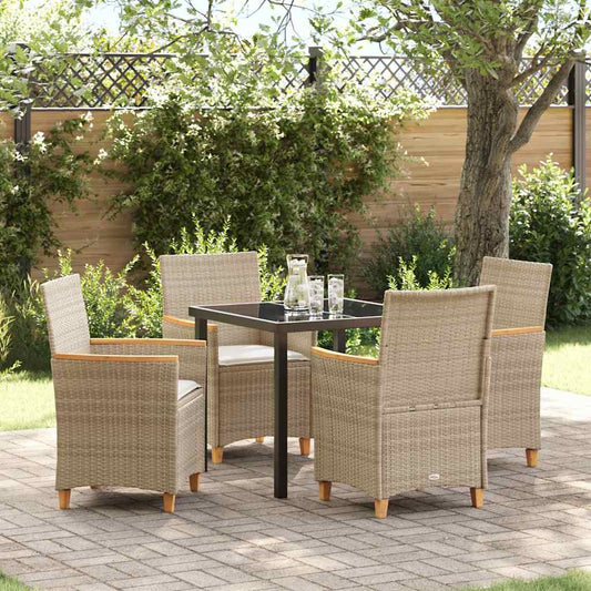 Garten Essgruppe 5 pcs Beige Poly-Rattan