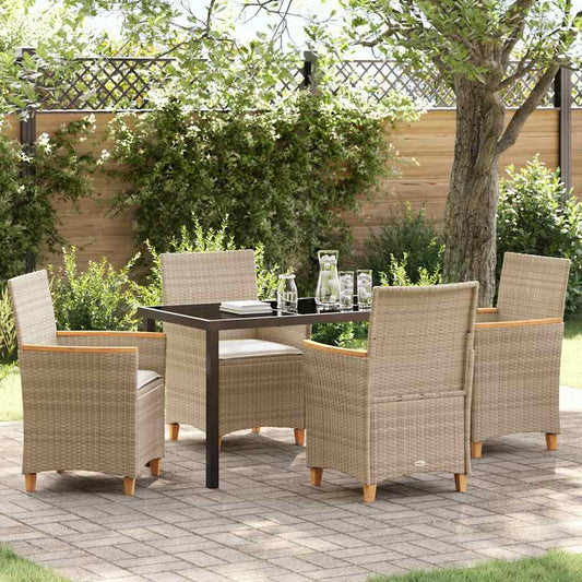 Garten Essgruppe 5 pcs Beige Poly-Rattan