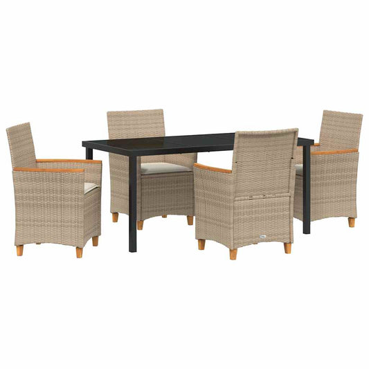 Garten Essgruppe 5 pcs Beige Poly-Rattan