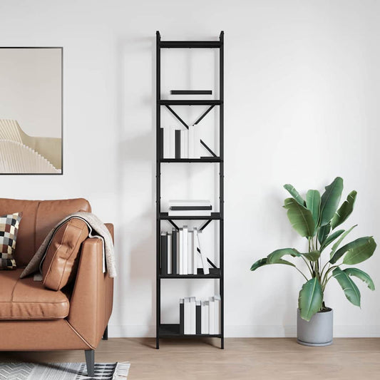 Bücherregal Schwarz Eichen-Optik 40 x 30 x 188 cm Holzwerkstoff
