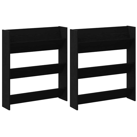 Schuhschrank 2 pcs Schwarz Eichen-Optik 85 x 18 x 90 cm