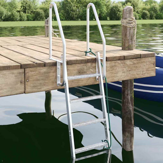 Dockleiter 4-Stufen Silber 58 x 77 x 166 cm