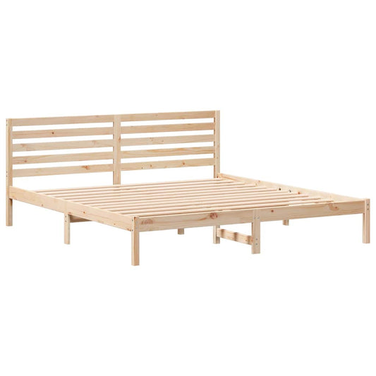Bettgestell mit Kopfteil Braun 200 x 200 cm Massivholz Kiefer