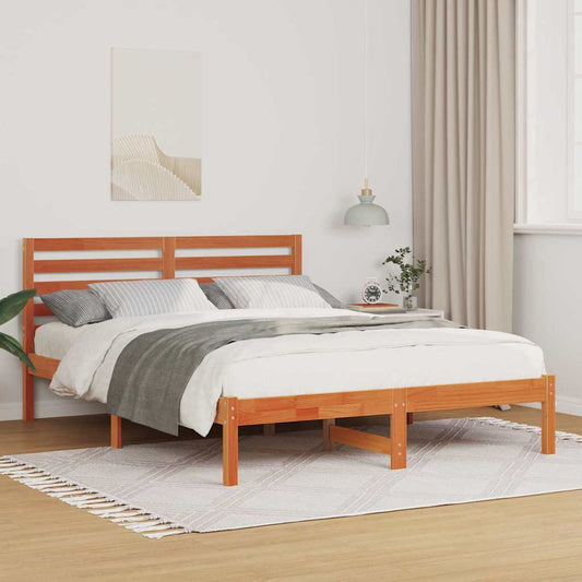 Bettgestell Wachsbraun 135 x 190 cm Massivholz Kiefer