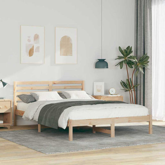 Bettgestell mit Kopfteil Braun 140 x 210 cm Massivholz Kiefer