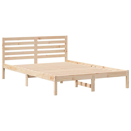 Bettgestell mit Kopfteil Braun 140 x 210 cm Massivholz Kiefer