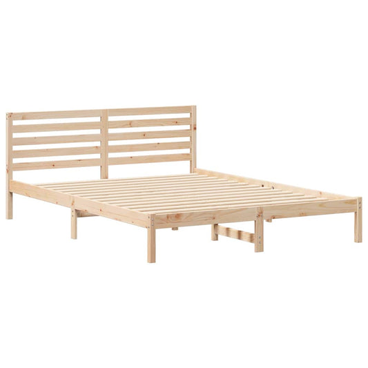 Bettgestell mit Kopfteil Braun 160 x 210 cm Massivholz Kiefer