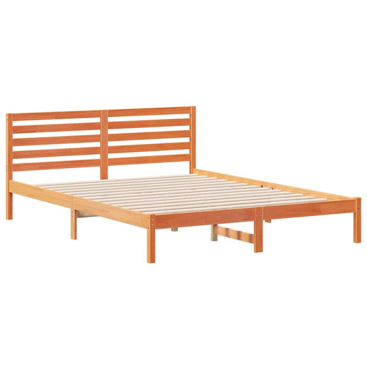 Bettgestell Wachsbraun 160 x 210 cm Massivholz Kiefer