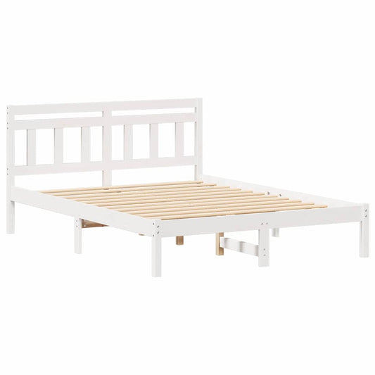 Bettgestell mit Kopfteil Weiß Massivholz Kiefer