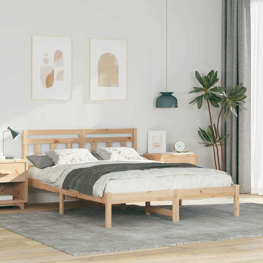 Bettgestell mit Kopfteil Braun Massivholz Kiefer