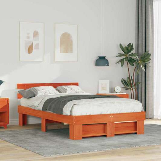 Bettgestell Wachsbraun 120 x 190 cm Massivholz Kiefer