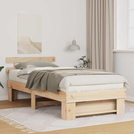Bettgestell mit Kopfteil Braun 90 x 190 cm Massivholz Kiefer