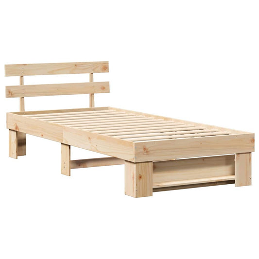 Bettgestell mit Kopfteil Braun 90 x 190 cm Massivholz Kiefer
