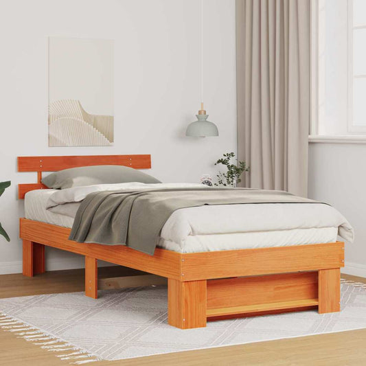 Bettgestell Wachsbraun 75 x 190 cm Massivholz Kiefer