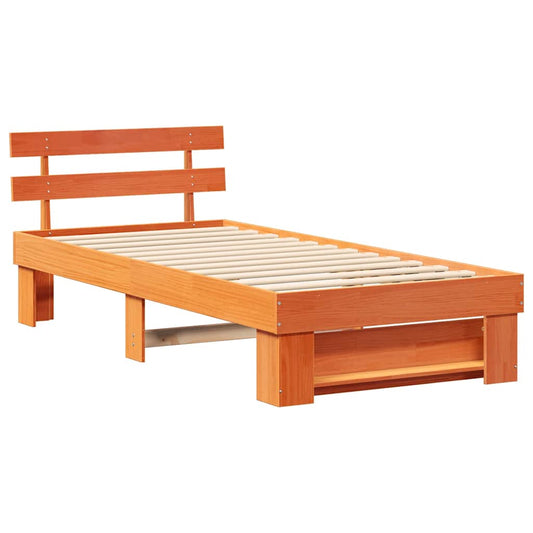 Bettgestell Wachsbraun 75 x 190 cm Massivholz Kiefer