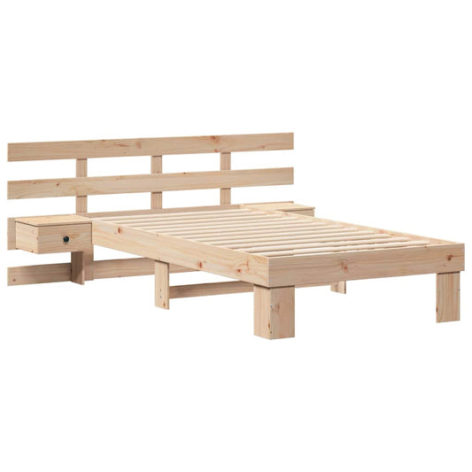 Bettgestell mit Kopfteil Braun 90 x 200 cm Massivholz Kiefer