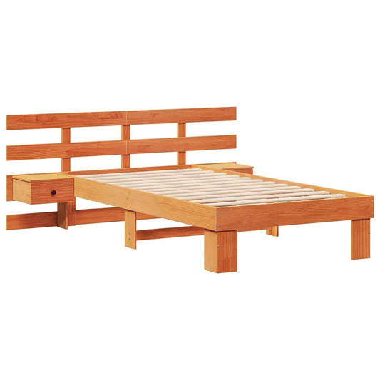 Bettgestell Wachsbraun 75 x 190 cm Massivholz Kiefer