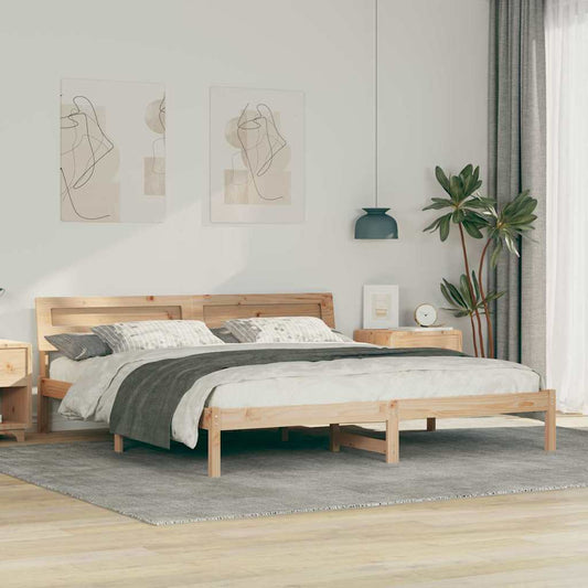 Bettgestell mit Kopfteil Braun 180 x 200 cm Massivholz Kiefer
