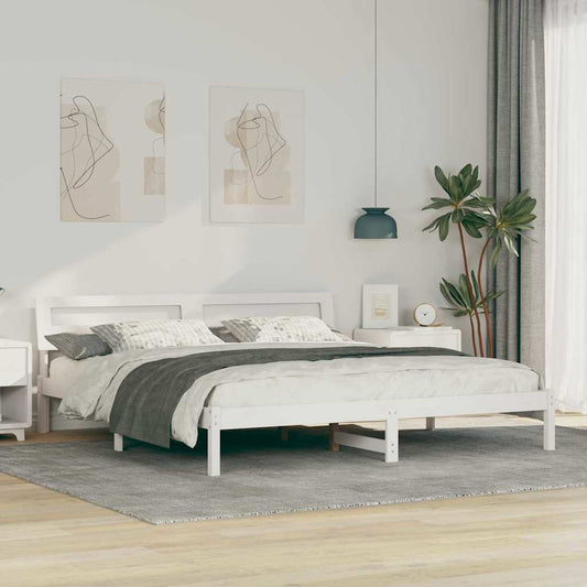 Bettgestell mit Kopfteil Weiß 180 x 200 cm Massivholz Kiefer