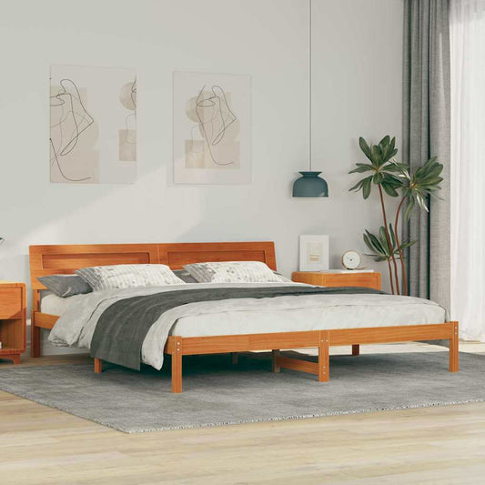 Bettgestell Wachsbraun 180 x 200 cm Massivholz Kiefer