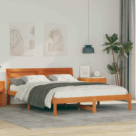Bettgestell Wachsbraun 140 x 200 cm Massivholz Kiefer