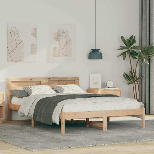 Bettgestell mit Kopfteil Braun 120 x 190 cm Massivholz Kiefer