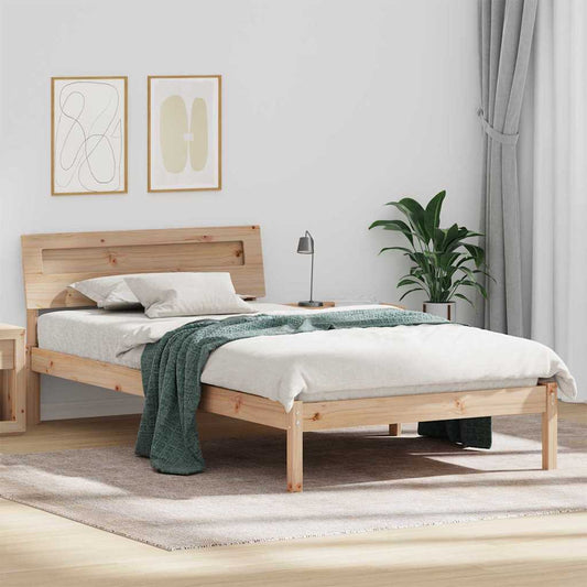 Bettgestell mit Kopfteil Braun 90 x 190 cm Massivholz Kiefer