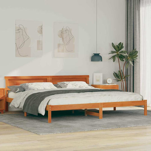 Bettgestell Wachsbraun 180 x 200 cm Massivholz Kiefer