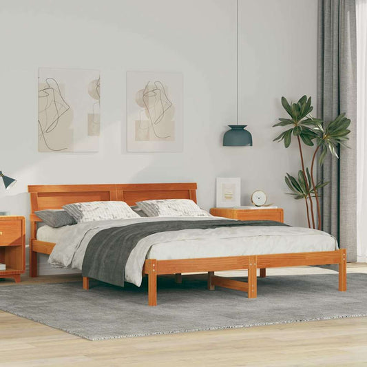 Bettgestell Wachsbraun 160 x 200 cm Massivholz Kiefer