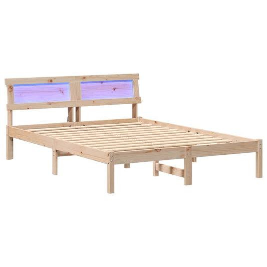Bettgestell mit Kopfteil Braun 120 x 200 cm Massivholz Kiefer