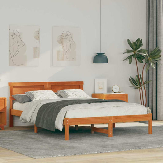 Bettgestell Wachsbraun 135 x 190 cm Massivholz Kiefer