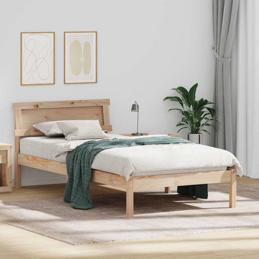 Bettgestell mit Kopfteil Braun 90 x 200 cm Massivholz Kiefer