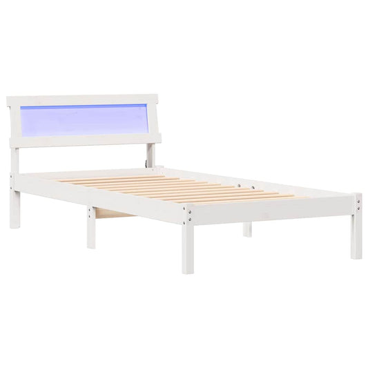 Bettgestell mit Kopfteil Weiß 75 x 190 cm Massivholz Kiefer