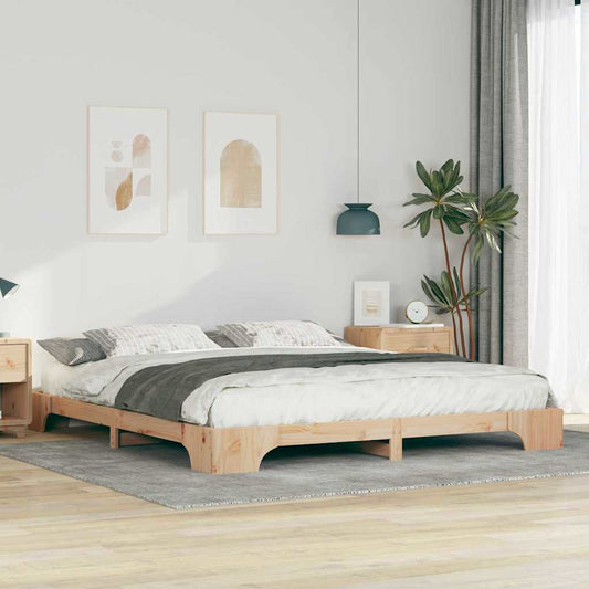 Bodenbettgestell Braun 200 x 210 cm Massivholz Kiefer